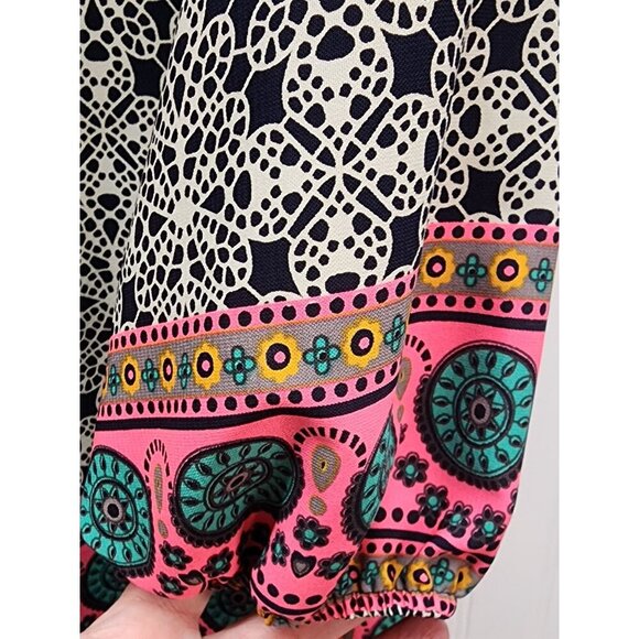 Moa Moa Bohemian Style Womens Blouse With Intricate Vibrant Print - Picture 4 of 8